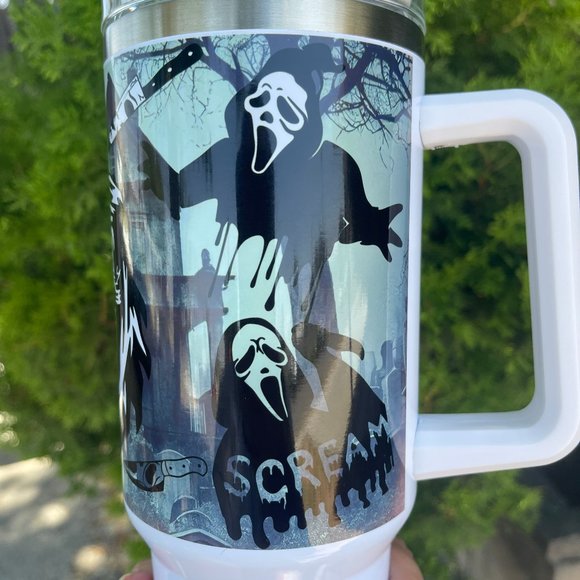 Gift Halloween Ghostface Scream 40oz Tumbler/Water bottle 40 oz Mug Horror tumbl - Picture 6 of 7